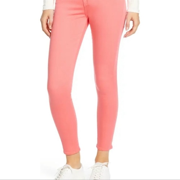 NWOT 7 For All Mankind Size 24 Coral Orange Pink High Waist Skinny Jeans - Picture 2 of 9